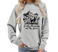 TangoDS Felpa Girocollo da Donna Christian Segui la Parola Non il Branco con Stampa a Lettere e Grafica di Mucca di Montagna