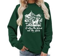TangoDS Felpa Girocollo da Donna Christian Segui la Parola Non il Branco con Stampa a Lettere e Grafica di Mucca di Montagna
