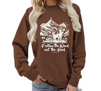 TangoDS Felpa Girocollo da Donna Christian Segui la Parola Non il Branco con Stampa a Lettere e Grafica di Mucca di Montagna