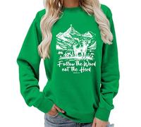TangoDS Felpa Girocollo da Donna Christian Segui la Parola Non il Branco con Stampa a Lettere e Grafica di Mucca di Montagna