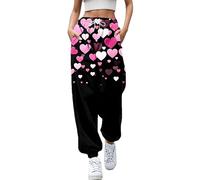 TangoDS Pantalones de chándal de San Valentín para Mujer Love Heart Pantalones de chándal con Estampado 3D Pantalones elásticos con cordón y Bolsillos