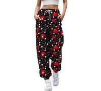 TangoDS Pantalones de chándal Jogger para Mujer con Estampado 3D Love Heart Casual Otoño Chándal Pantalones con cordón en la Parte Inferior Ropa de Calle