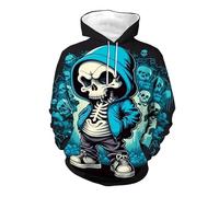 TangoDS Sudadera con Capucha gótica para Hombre con Estampado 3D de Calavera diseño de Huesos Estilo Informal Manga Larga para Halloween Jersey Jersey de Cuello Alto