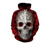 TangoDS Sudadera con Capucha gótica para Hombre con Estampado 3D de Calavera diseño de Huesos Estilo Informal Manga Larga para Halloween Jersey Jersey de Cuello Alto