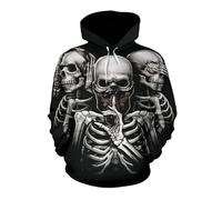 TangoDS Sudadera con Capucha gótica para Hombre con Estampado 3D de Calavera diseño de Huesos Estilo Informal Manga Larga para Halloween Jersey Jersey de Cuello Alto