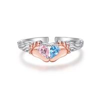 TANGPOET Anillo ajustable de aborto espontáneo, regalo para mujeres y madres 925, rosa y azul, anillos abiertos para mamá de un ángel, joyería conmemorativa para pérdida del embarazo