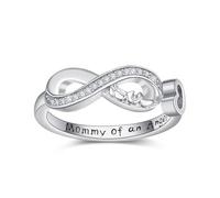 TANGPOET Anillo ajustable de plata de ley 925 con diseño de aborto espontáneo, regalo para madres y madres, anillo abierto para mamá de un ángel, recuerdo de aborto espontáneo, joyería conmemorativa