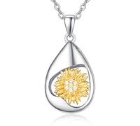 TANGPOET Cenizas Colgante de Uña de Cremación Memorial Joyería de Cenizas Recuerdos, Flor del Sol