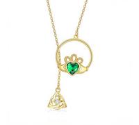 TANGPOET Claddagh - Collar irlandés de plata de ley 925 para mujer, joyería irlandesa para el día de San Patricio, regalos irlandeses para mamá, Large, Plata esterlina, Circón