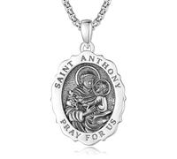 TANGPOET Collar con colgante de medalla de San para hombres y mujeres, plata de ley 925, chapado en oro, amuleto de protección, joyería religiosa católica, cristiana, regalo para cumpleaños, Navidad