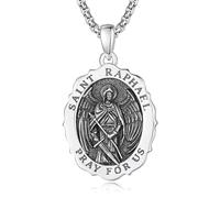 TANGPOET Collar con colgante de medalla de San para hombres y mujeres, plata de ley 925, chapado en oro, amuleto de protección, joyería religiosa católica, cristiana, regalo para cumpleaños, Navidad