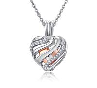 TANGPOET Collar de ceniza de plata de ley 925 para cenizas, corazón, conmemorativo, joyería de cremación, colgante para mamá, papá, mujer, hombre, mascota, con kit de relleno de embudo, Plata