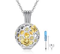 TANGPOET Collar de ceniza de plata de ley 925 para colgante de cenizas, joyería para mujer y niña con embudo de relleno, Plata esterlina, Circón