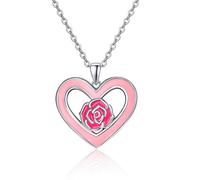TANGPOET Collar de corazón para mujer, plata de ley S925, colgante de amor infinito, para siempre, corazón, rosa, regalo para adolescentes, niñas, hijas