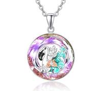 TANGPOET Collar de flamenco para mujer, colgante de pájaro, collar de cristal, elegante joyería de regalo para mamá