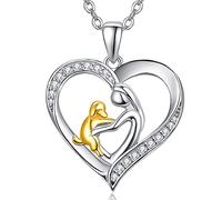 TANGPOET Collar de perro de plata de ley 925 con colgante de corazón de mascota para regalo de animales