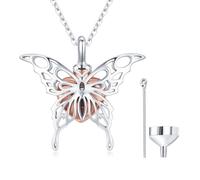 TANGPOET Collar de urna de plata de ley 925 para cenizas, collar conmemorativo de mariposa, recuerdo de cremación, joyería de regalo