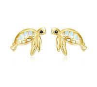 TANGPOET Pendientes de animales de ópalo para mujer, mujer, niña, plata 925, hipoalergénicos, regalos para ella y niños, Plata de ley, Ópalo