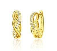 TANGPOET Pendientes de aro de plata 925 para mujer, aros con circonita de 18 quilates, redondos, pequeños, duermes, joyas