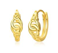 TANGPOET Pendientes de aro de plata de ley 925 con diseño de nudo celta, pequeños aretes hipoalergénicos, regalos de joyería para mujeres y niñas, Sin piedra preciosa