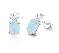 TANGPOET Pendientes de piña para adolescentes y mujeres 925, ópalo blanco, bonitos aretes de piña, regalos para el día de la madre, cumpleaños, Navidad, Ópalo sintético
