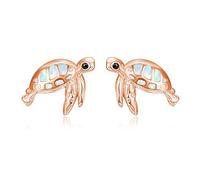 TANGPOET Pendientes de tuerca de ópalo para mujeres y niñas, plata de ley 925, joyería de ópalo creada en laboratorio, regalos para niños, cumpleaños, Navidad, graduación, 0.43 inch, Plata de ley