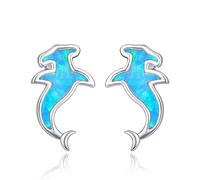 TANGPOET Pendientes de tuerca de ópalo para mujeres y niñas, plata de ley 925, joyería de ópalo creada en laboratorio, regalos para niños, cumpleaños, Navidad, graduación, Plata de ley, Ópalo