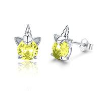 TANGPOET Pendientes de unicornio de plata de ley 925, hipoalergénicos, con piedra natal, regalo de cumpleaños para mujeres, niñas, hijas, madres