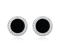 TANGPOET Pendientes redondos negros de plata de ley 925 con ónice negro, pendientes antialergicos hipoalergenicos, pequeños, regalos de joyería para mujeres y hombres