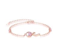 TANGPOET Pulsera de plata de ley para mujer con diseño de corazón rosa y oro rosa, para concienciación sobre el cáncer de mama, joyería para sobrevivientes