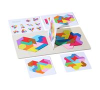 Tangram Puzzle Game, Color Shape Patterns, Wooden Tangram Blocks, Two-Player Jigsaw Puzzle, Interactive Learning Puzzle, Wooden Color Shape Patterns Tangram Blocks for Boys & Girls Age 3-5