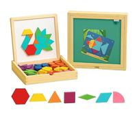 Tangram, Tangram magnético, 108 vías y 30 escenas Rompecabezas magnético Enfoque y Pensamiento Diversión Juguetes de Madera Montessori para niños niñas de 3 a 12 años