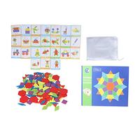 Tangram Toys Educational Bright Color Geometric Shape Puzzle Wooden Pattern Blocks Set for Kids Creative Learning and Fun Playtime