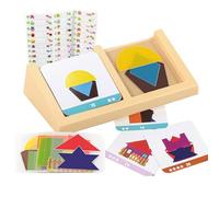 Tangrams, Educational Geometric Pattern Blocks, Focus Development Game, Shape Recognition Puzzle, Hands-On Learning Toy for Preschool, Classroom, Home, Family Time, 5.51x2.60x1.18 Inches