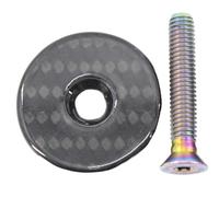 TANGSIYANG ArañAs para Bicicletas Cubierta de vástago Bicicleta Fibra Carbono Mate Brillante 3K, Auriculares, Tapas Superiores, Pernos Titanio M6x35mm(Cap and colorfulbolt)