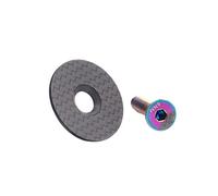 TANGSIYANG ArañAs para Bicicletas Mountain Road Bike Bicicleta Fibra de Carbono Ciclismo Auriculares Stem Top Cap M6x30mm Perno Titanio for 28.6/31.8 Horquilla Delantera(28.6mm)