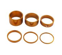 TANGSIYANG Espaciador De Bicicleta Espaciador de Auriculares for Bicicleta, Herramientas for 1 1/8 Pulgadas, arandela vástago, 6 uds(Gold)