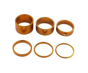 TANGSIYANG Espaciador De Bicicleta Espaciador de Auriculares for Bicicleta, Herramientas for 1 1/8 Pulgadas, arandela vástago, 6 uds(Gold)