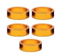 TANGSIYANG Espaciador De Bicicleta Espaciadores de vástago Bicicleta montaña, 5 uds., 1 1/8 ", arandela Auriculares for, Horquilla Delantera, aleación Aluminio, Pieza Accesorios for(Gold)