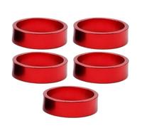 TANGSIYANG Espaciador De Bicicleta Espaciadores de vástago Bicicleta montaña, 5 uds., 1 1/8 ", arandela Auriculares for, Horquilla Delantera, aleación Aluminio, Pieza Accesorios for(Red)