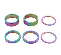 TANGSIYANG Espaciador De Bicicleta Juego de 6 Unidades Arandelas for Auriculares Bicicleta, Kit Anillo Espaciador aleación Aluminio 2mm, 5mm y 10mm for Horquilla Delantera 28,6mm(Multicolor)