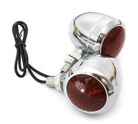 TANGSIYANG Intermitentes Moto 2/4pcs 12 V Retro Metal Motocicleta Indicador de señal de Giro de la luz Halógeno Lámpara Vintage Amber Universal Intermitentes Moto Led(2Pcs)