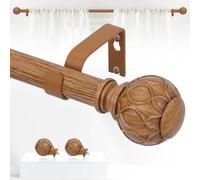 TANGWIN Barras de cortina bohemias de madera para ventanas: barra de cortina de madera de 18 a 60 pulgadas para dormitorio, sala de estar, barras decorativas rústicas ajustables resistentes con remate
