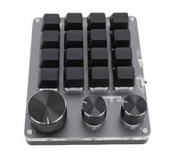 Tangxi 16 Teclado Teclado, 3 Perillas BT 2.4G Wired 3 Modos Teclado Mecánico Personalizable con Perillas de Aleación de Aluminio y Teclas Acrílicas ABS, para la Oficina de Juegos (Black)
