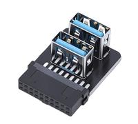 Tangxi Adaptador de Panel Frontal USB, Panel Frontal Vertical USB 3.0 19P/20P A Convertidor de Adaptador de Encabezado Dual Tipo A para Placa Base (PH724A)