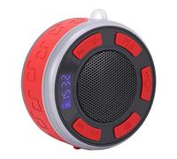 Tangxi Altavoz de Ducha Bluetooth, Altavoz Portátil a Prueba de Agua con Luces RGB, Reloj LED, Ventosa para Baño Al Aire Libre (Rojo)