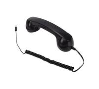 Tangxi Auricular de Teléfono Retro para Teléfono Celular, Conector de 3,5 Mm, Receptor de Vintage con Cable, Enchufe de Mano, con Micrófono y Altavoz para Videollamadas (Black)