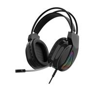 Tangxi Auriculares para Juegos USB H160, Controladores de 50 Mm con Iluminación RGB Estática y Rueda de Control de Volumen, Diadema Doble Suspendida y Almohadillas para Colocar sobre