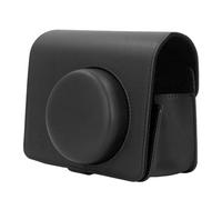 Tangxi Bolsa de Transporte para Cámara Pequeña, Funda Retro de Piel Sintética con Correa Ajustable Extraíble, Bolsa de Almacenamiento para Cámara de Color Liso de Estilo Vintage con (Black)