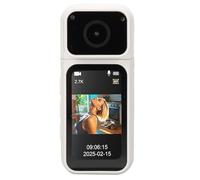 Tangxi Cámara de Acción para Pulgar, Mini Cámara Corporal de 64 GB, Cámara Portátil Liviana con Cordón Magnético con Lente Giratoria de 180 °, para Trabajo, Ciclismo, Viajes, Caminar (White)